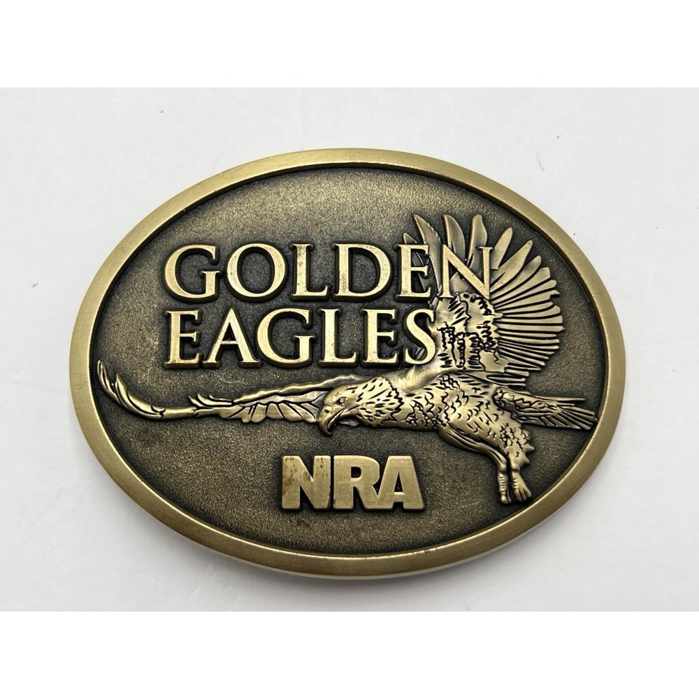 Vintage NRA Golden Eagles Oval Belt Buckle Antique Brass American Eagle USA